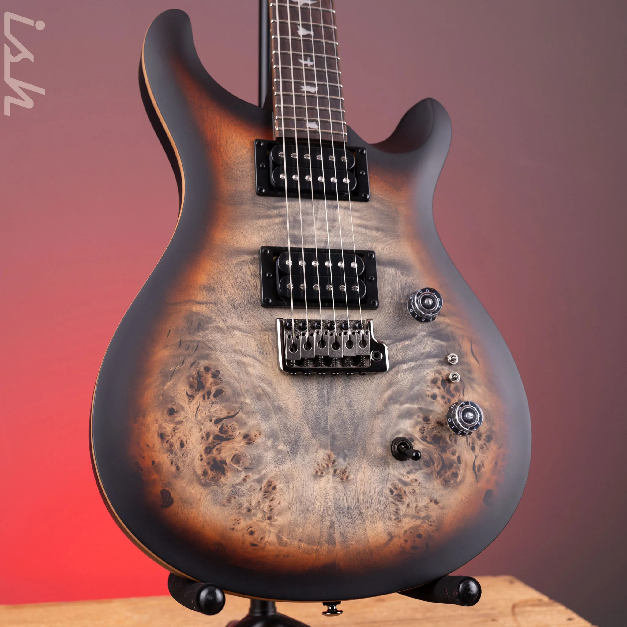PRS SE Custom 24-08 Poplar Burl Limited Edition Charcoal Cherry Midnight Burst