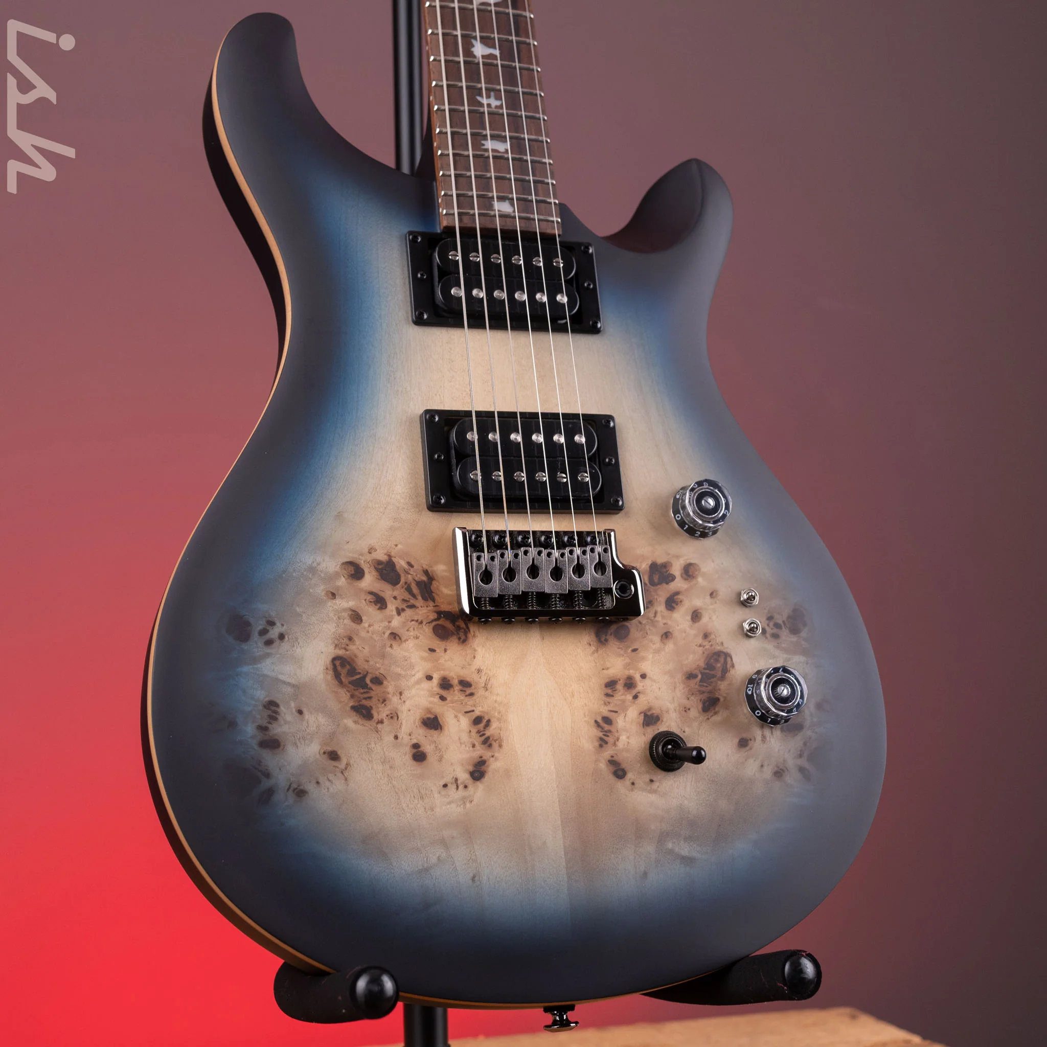 PRS SE Custom 24-08 Poplar Burl Limited Edition Lake Blue Midnight Burst