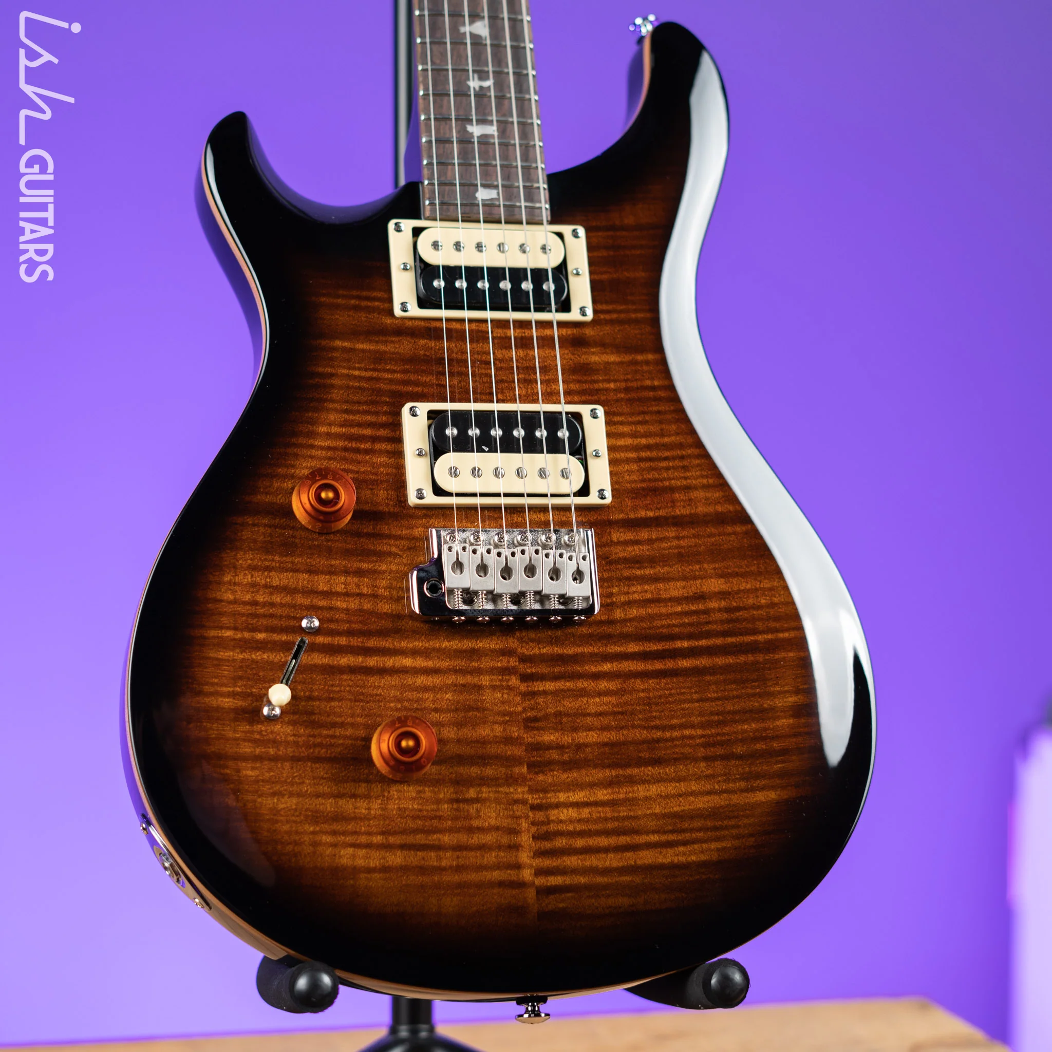 PRS SE Custom 24 Lefty Electric Guitar Black Gold Burst