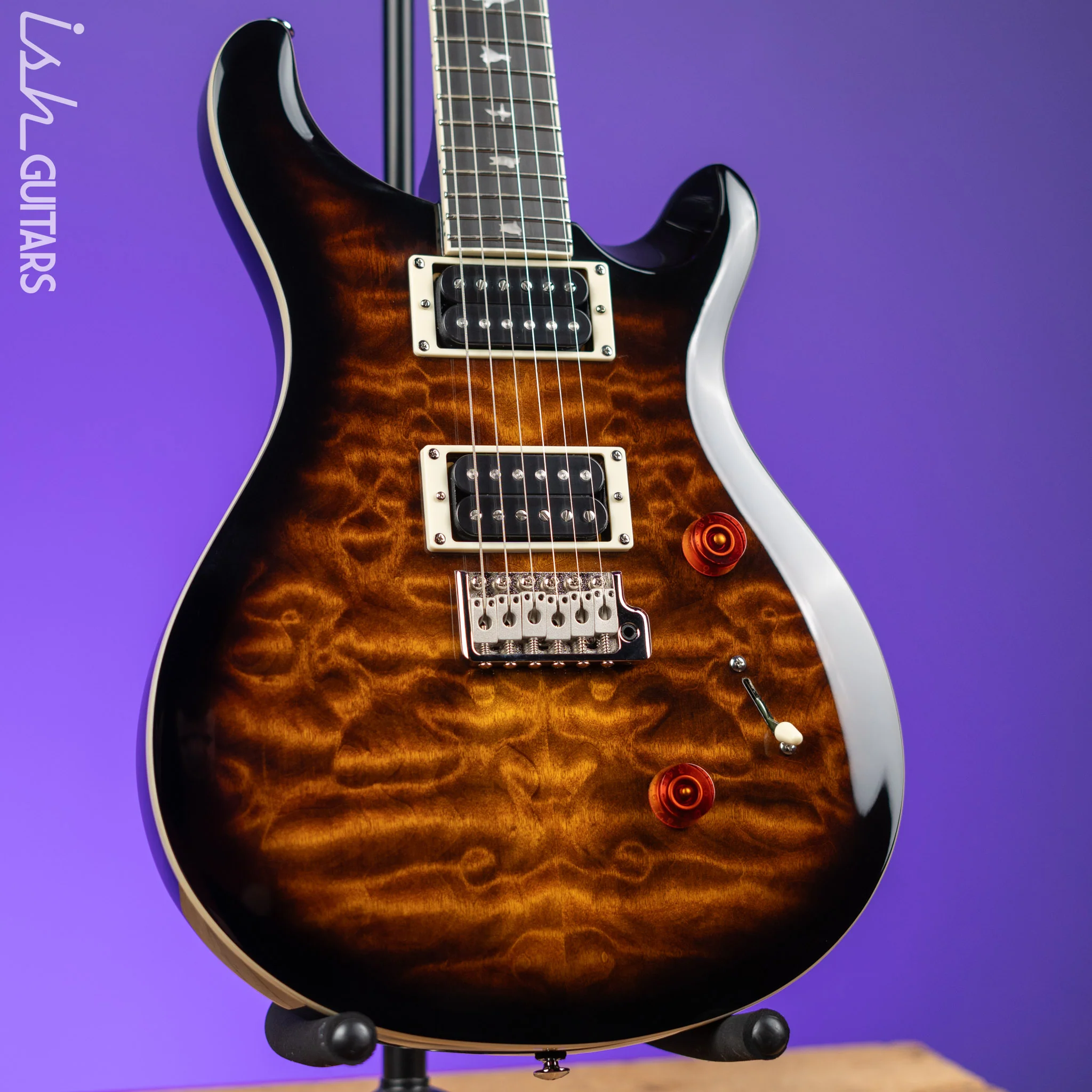 PRS SE Custom 24 Quilt Black Gold Sunburst Electric Guitar