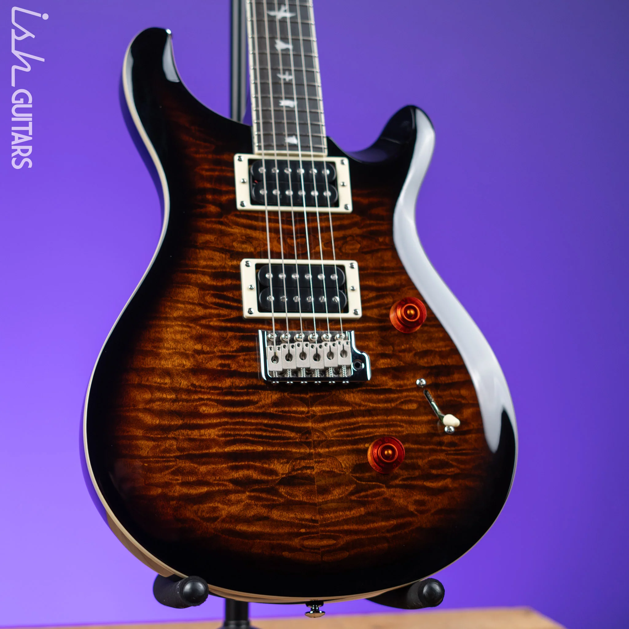PRS SE Custom 24 Quilt Black Gold Sunburst Electric Guitar