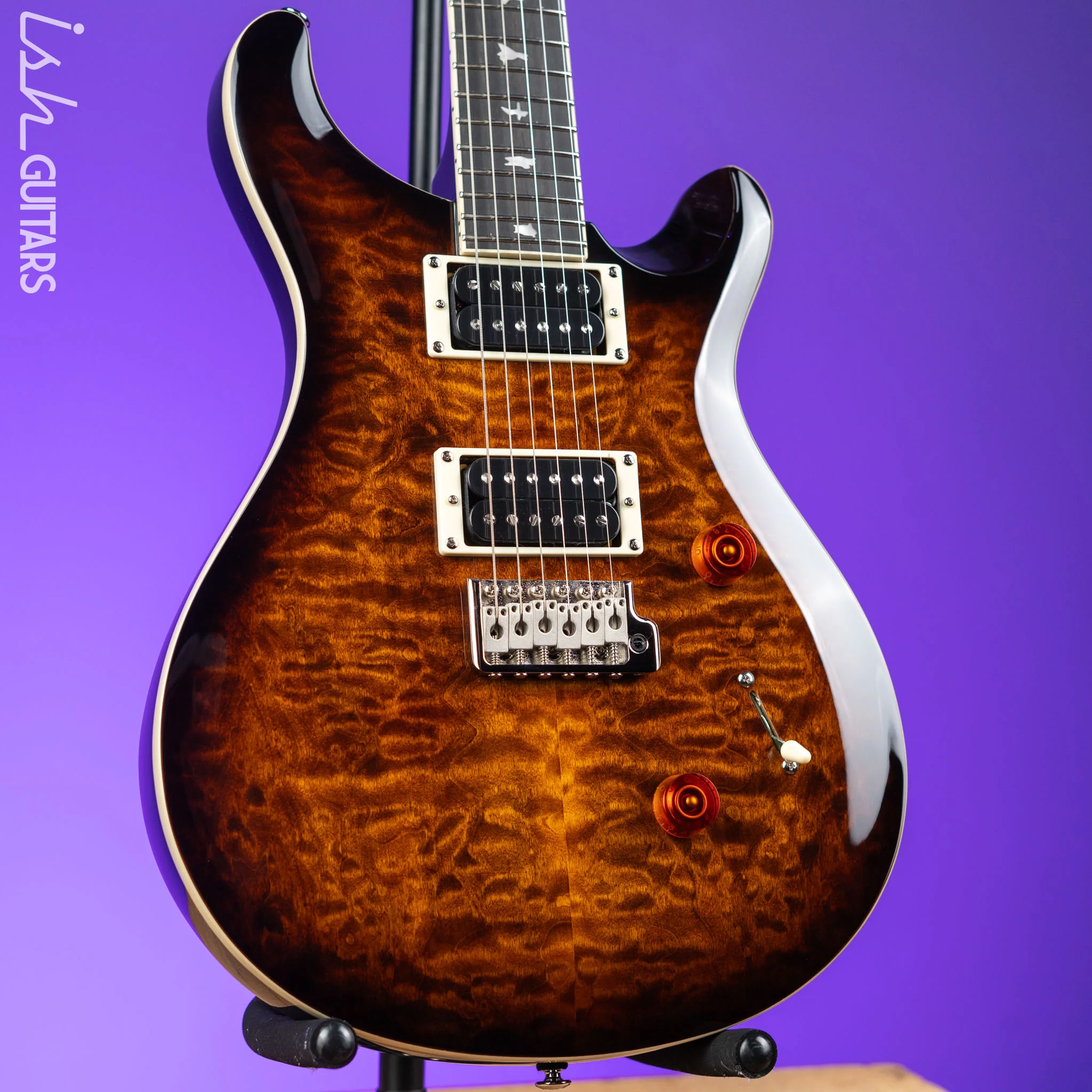PRS SE Custom 24 Quilt Black Gold Sunburst Electric Guitar