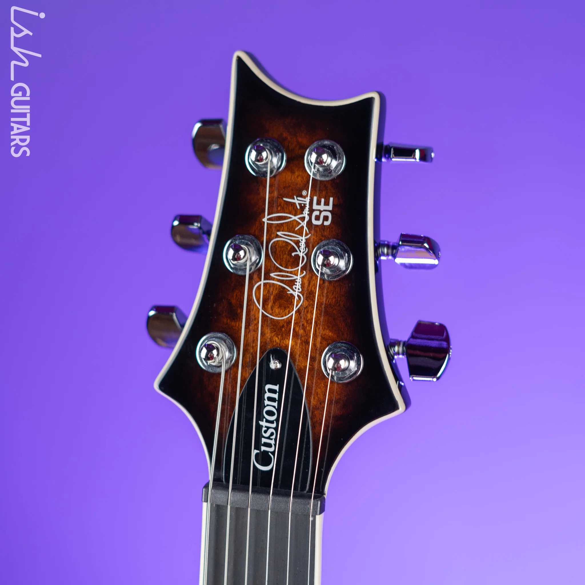 PRS SE Custom 24 Quilt Black Gold Sunburst Electric Guitar - Image 5