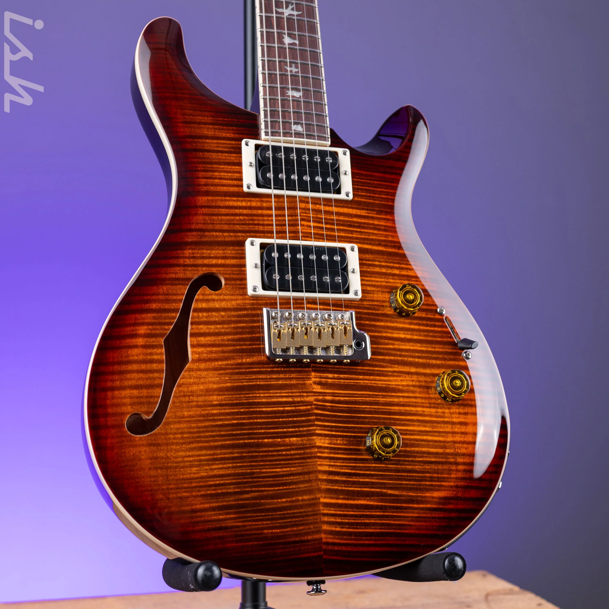 PRS SE Custom 24 Semi-Hollow Piezo Orange Tiger Smokeburst *2025 Release!*