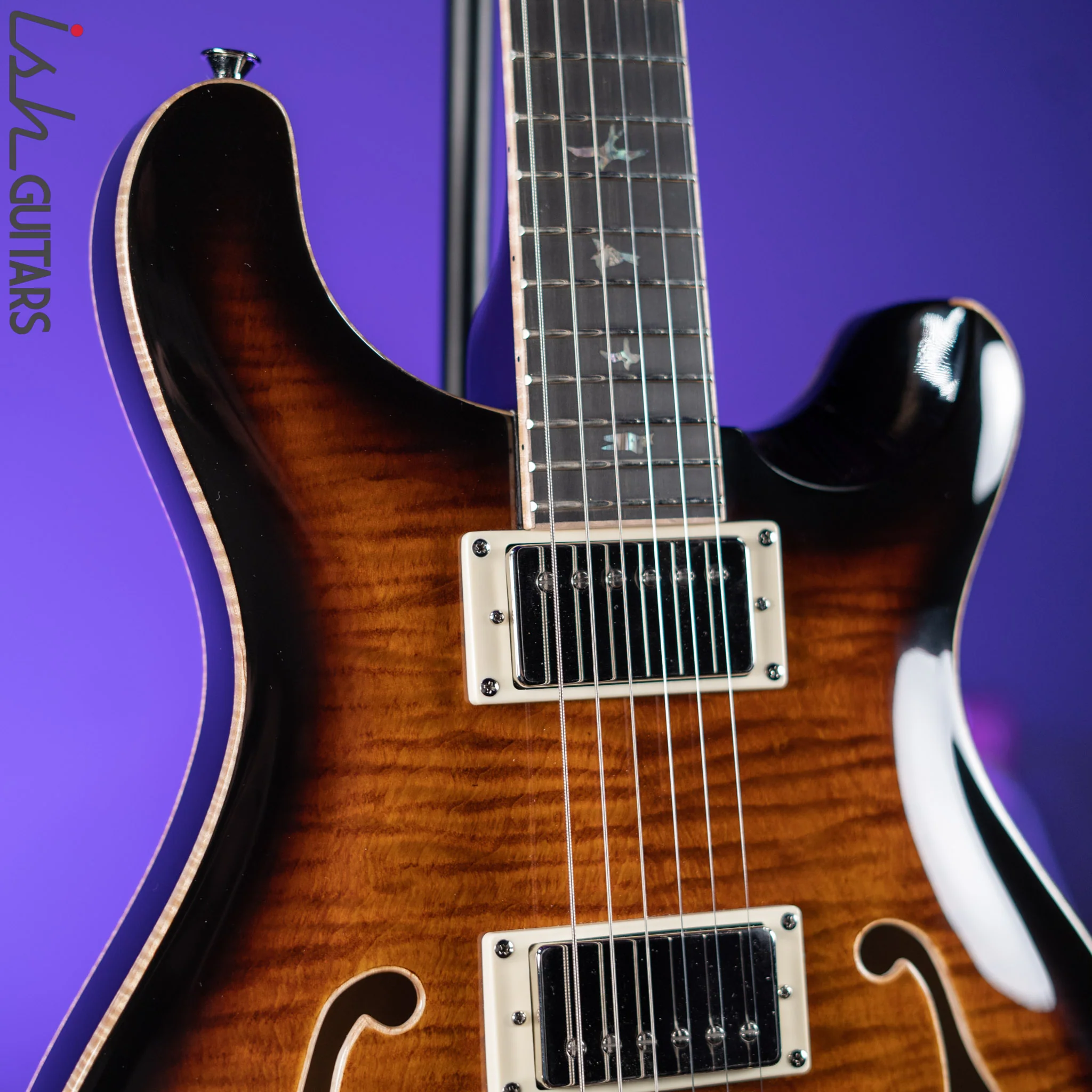 PRS SE Hollowbody II Piezo Electric Guitar Black Gold Burst - Image 3