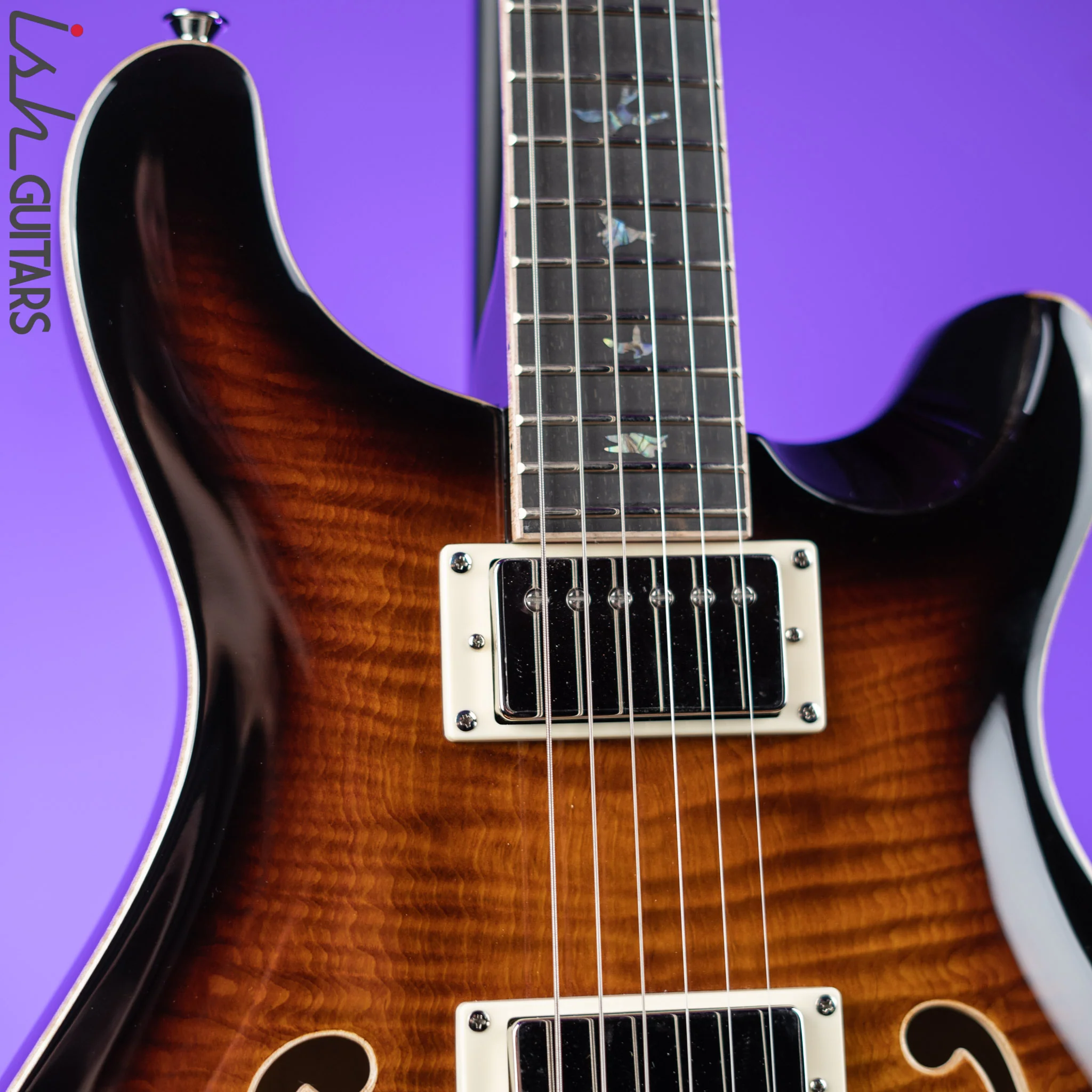 PRS SE Hollowbody II Piezo Electric Guitar Black Gold Sunburst - Image 3