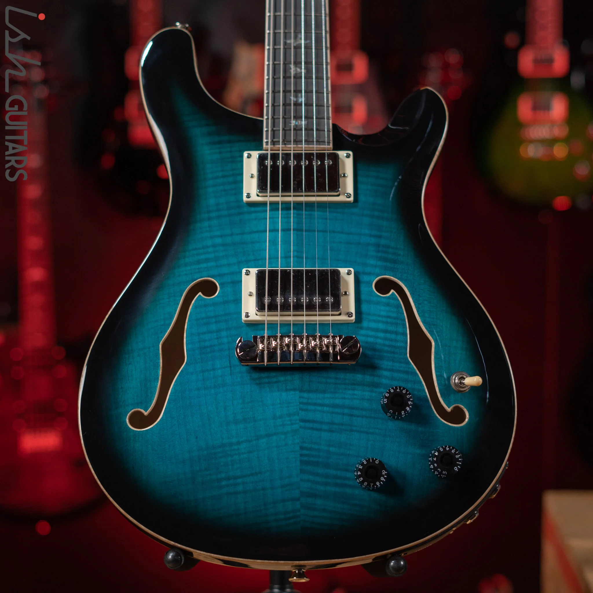 PRS SE Hollowbody II Piezo Electric Guitar Peacock Blue Sunburst