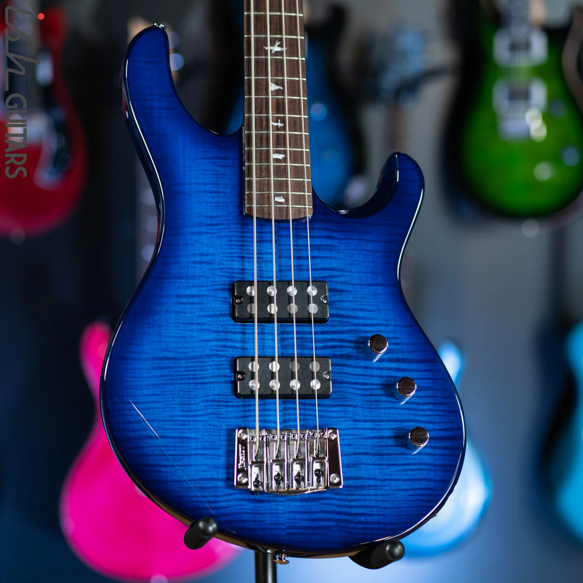 PRS SE Kingfisher Bass Faded Blue Wrap Around Burst