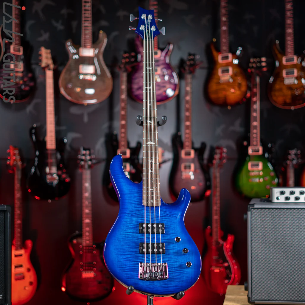 PRS SE Kingfisher Bass Faded Blue Wrap Around Burst Demo - Image 2