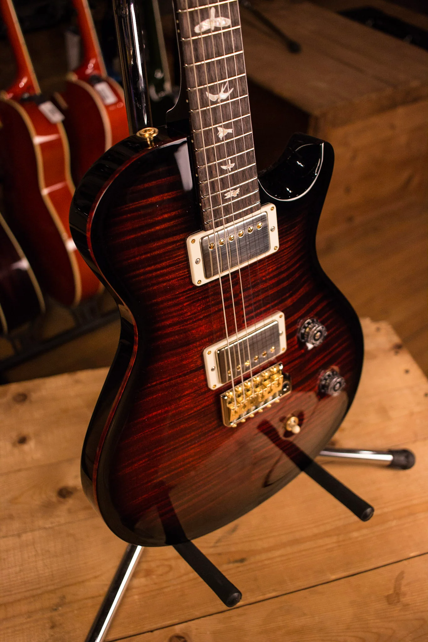 2017 PRS Paul Reed Smith Singlecut Tremolo CUSTOM 10 Top Fire Red SmokeWrap Burst - Image 9