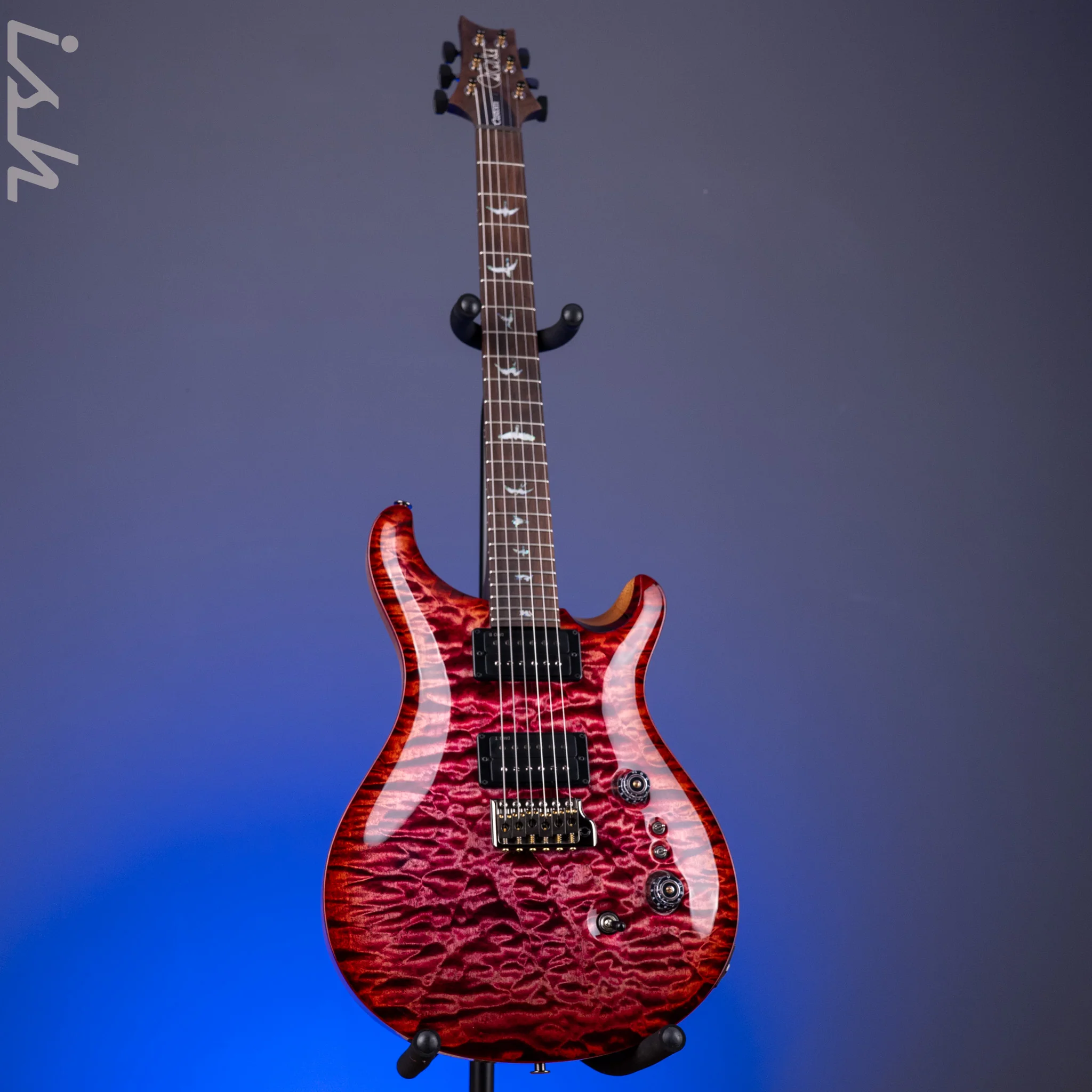 PRS Wood Library Custom 24-08 10-Top 1-Piece Quilt Raspberry Red Burst Custom Color - Image 2