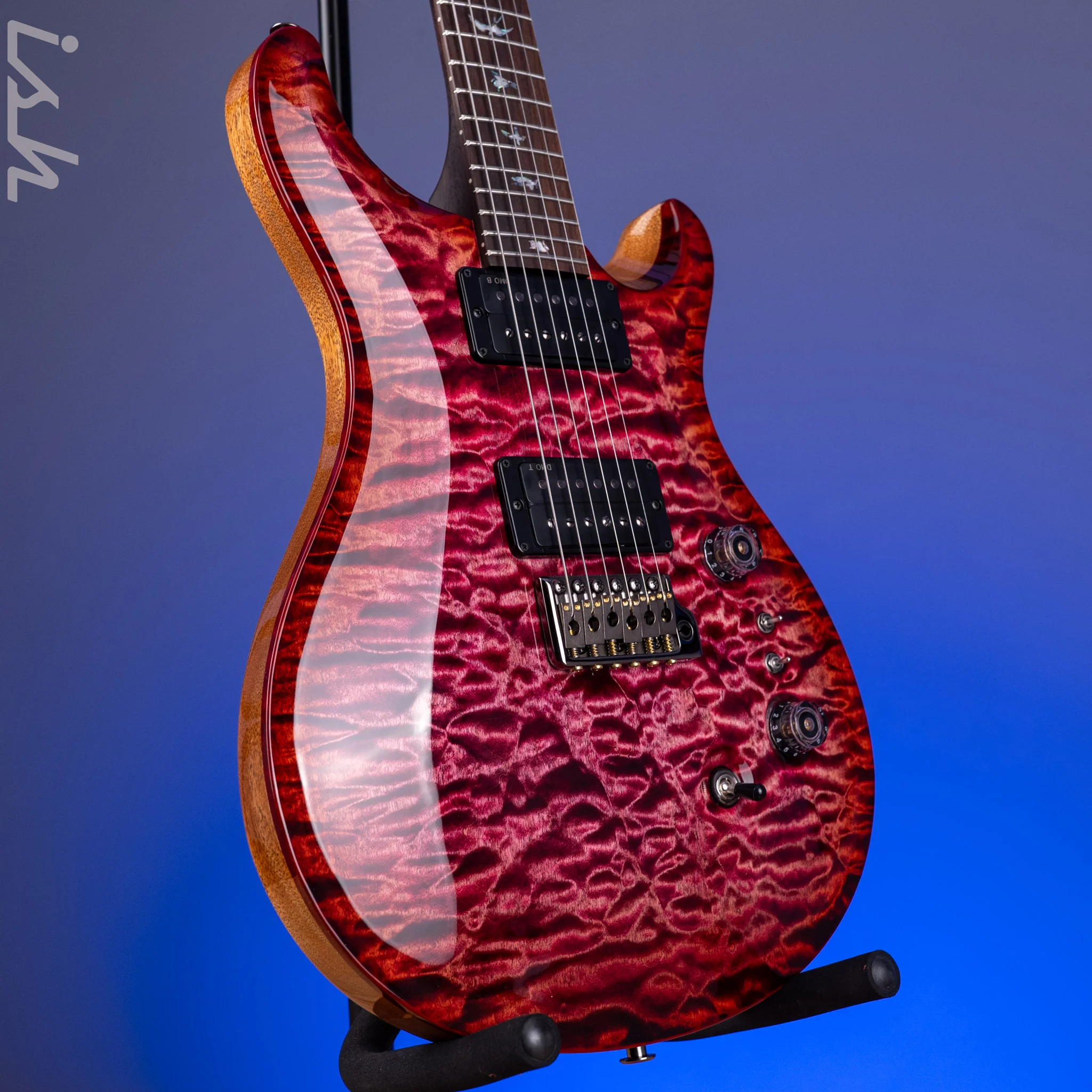 PRS Wood Library Custom 24-08 10-Top 1-Piece Quilt Raspberry Red Burst Custom Color - Image 3