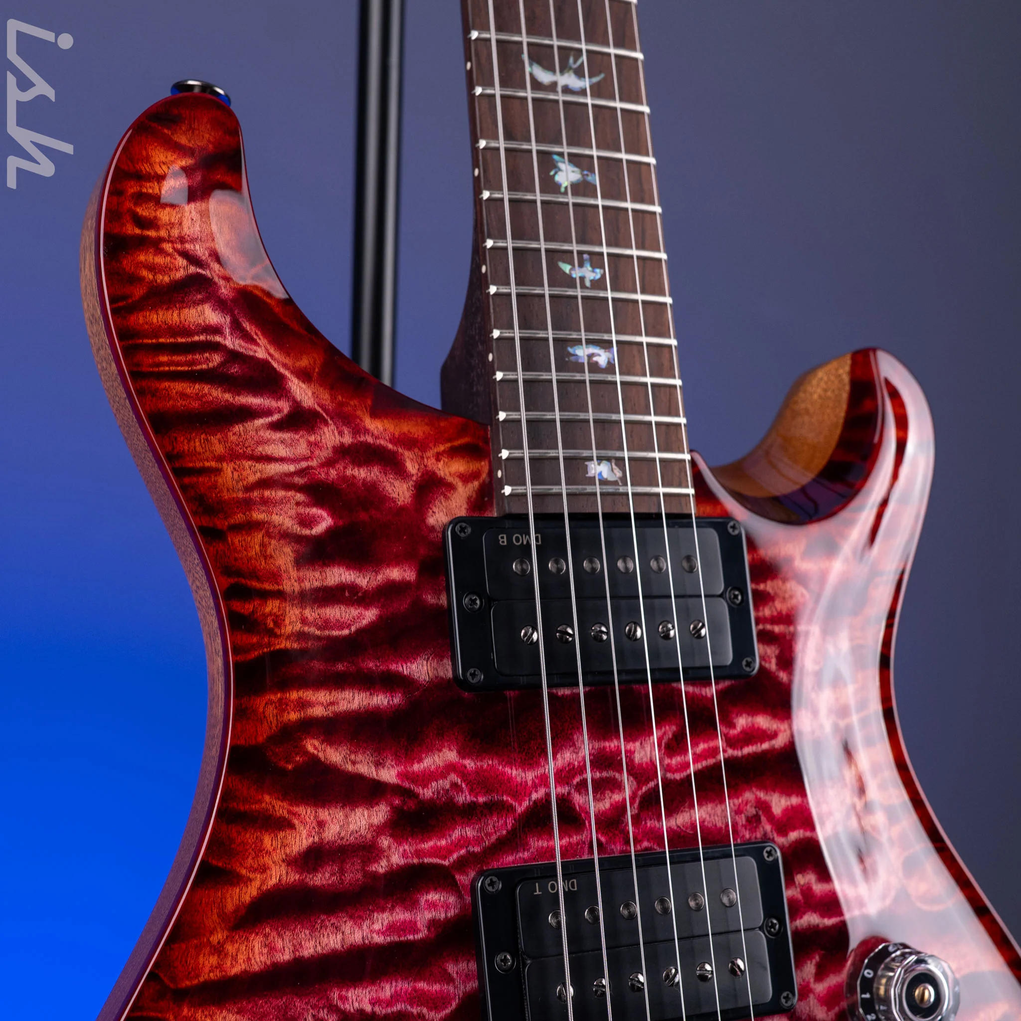 PRS Wood Library Custom 24-08 10-Top 1-Piece Quilt Raspberry Red Burst Custom Color - Image 4