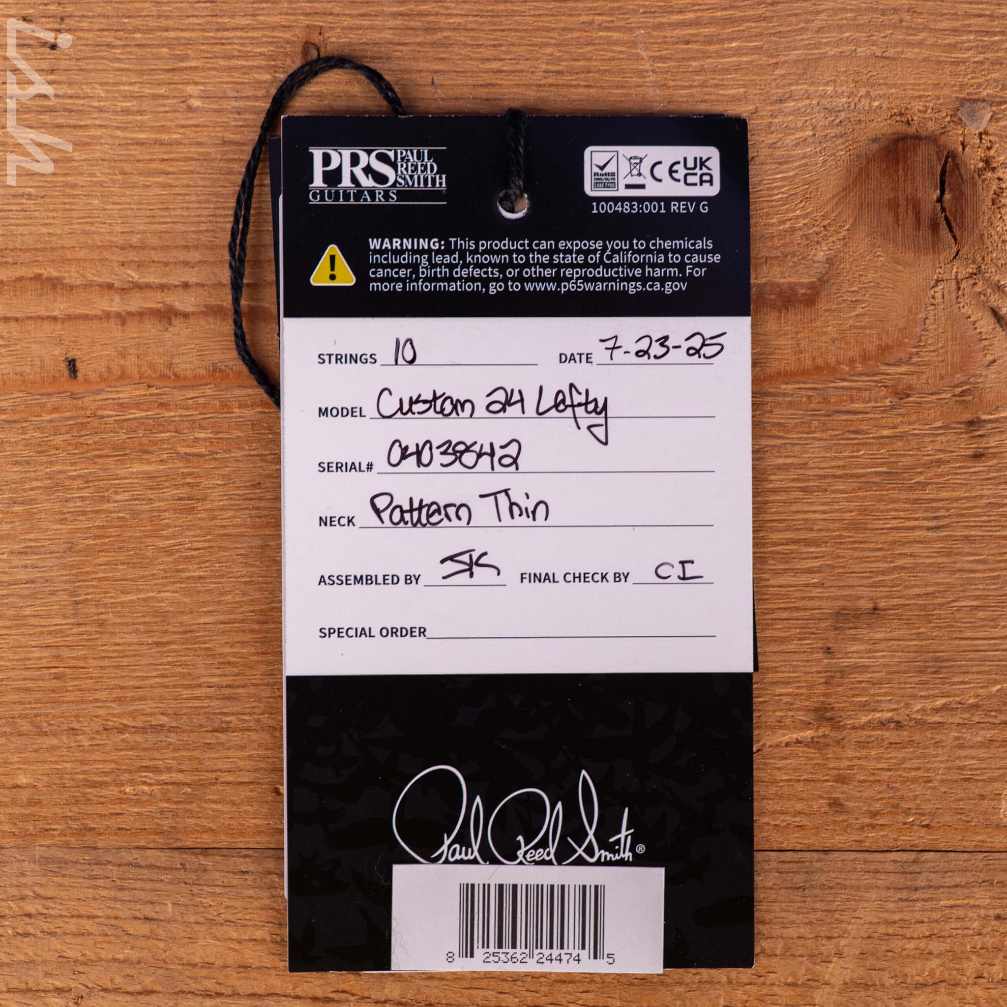 PRS Wood Library Custom 24 Lefty 10-Top Cherry Sunburst - Image 12