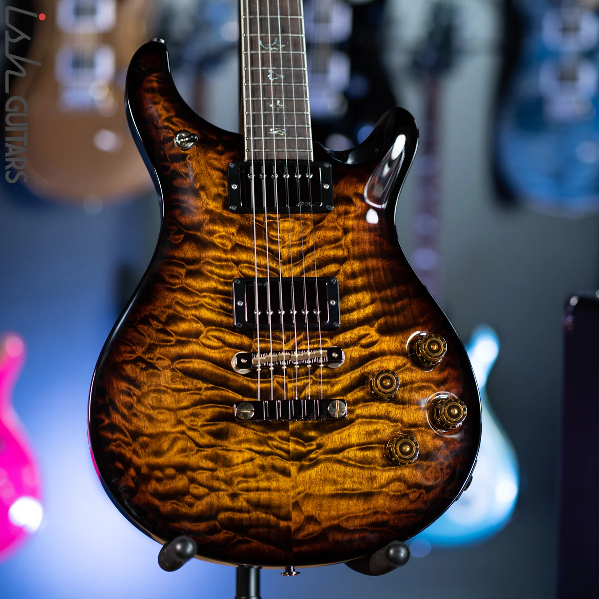 PRS Wood Library McCarty 594 Brazilian Quilt 10 Top Black Gold Burst - Demo