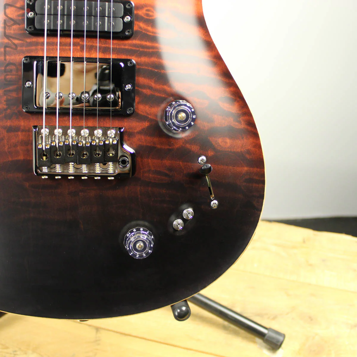 PRS Wood Library Special 22 Semi-Hollow 10 Top Fire Red to Black Gray Fade Satin - Image 3