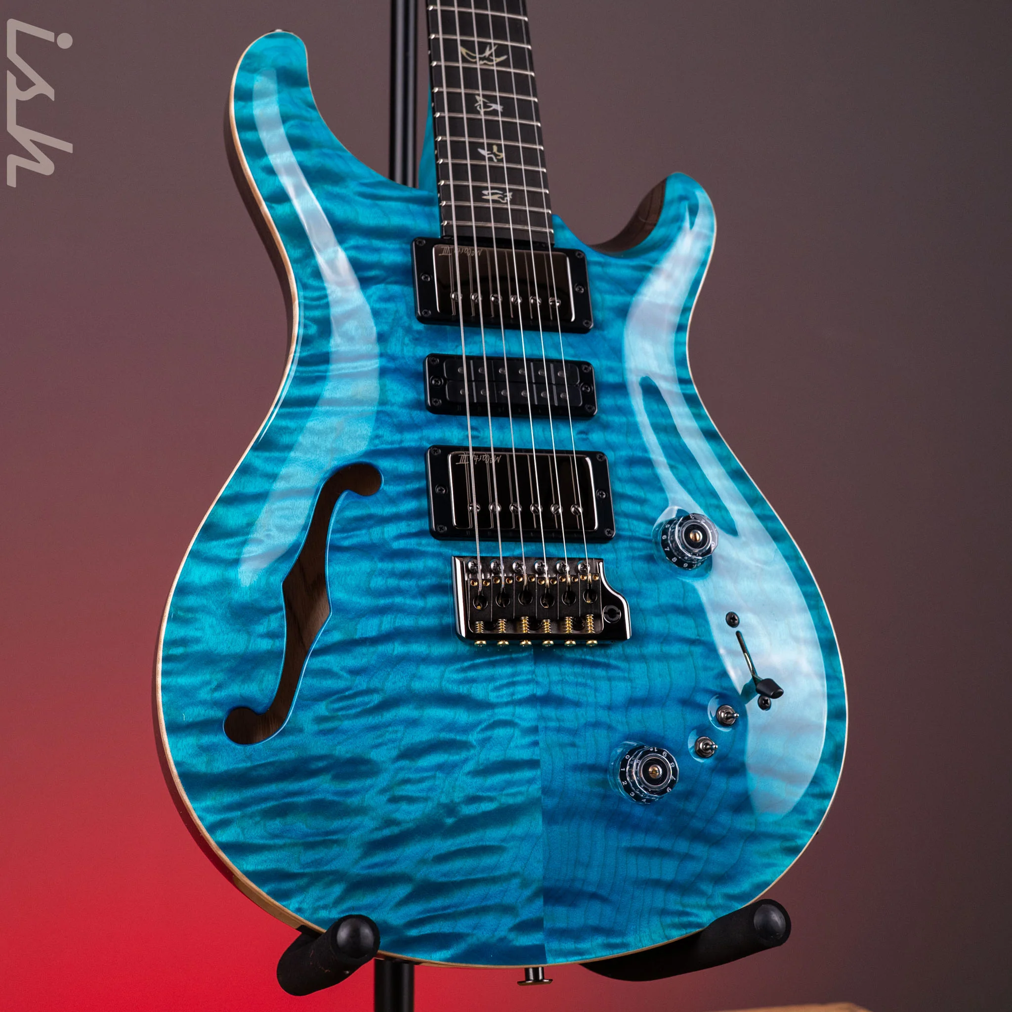 PRS Wood Library Special Semi-Hollow 10-Top Quilt Aquableux Custom Color - Image 2