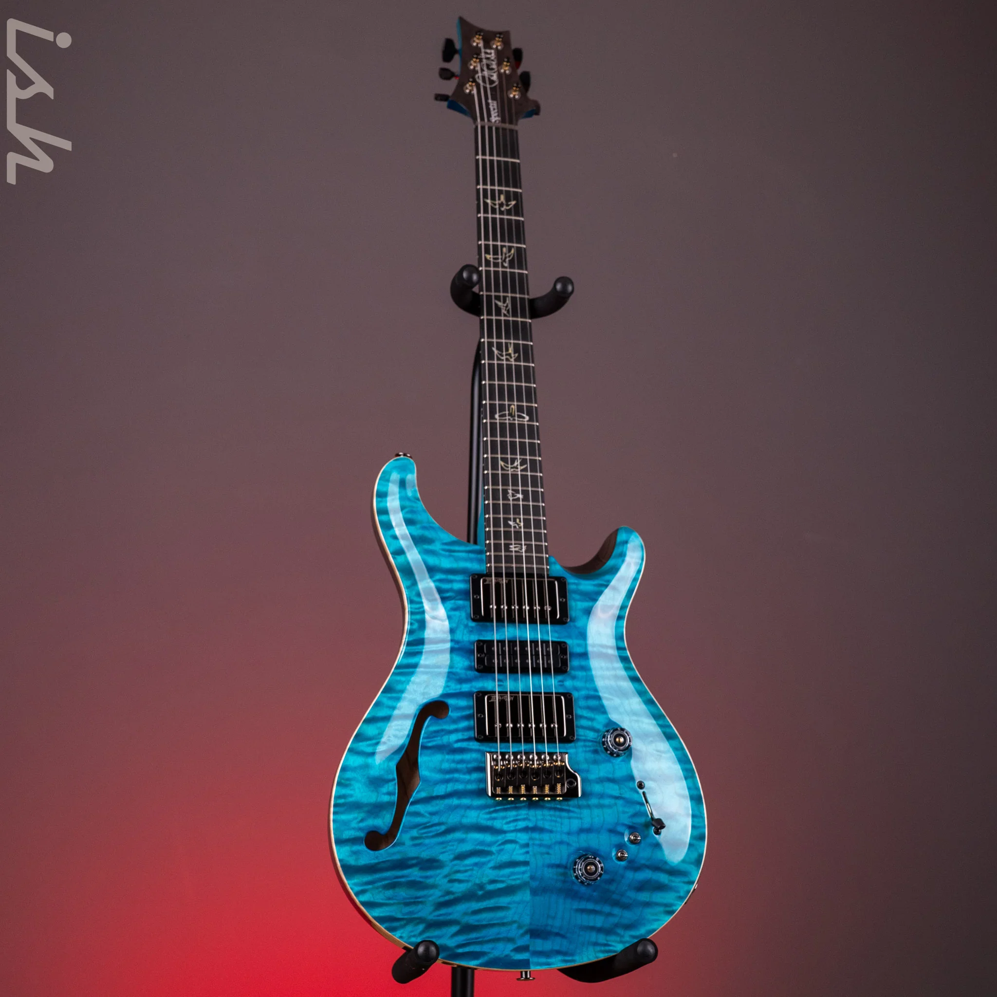 PRS Wood Library Special Semi-Hollow 10-Top Quilt Aquableux Custom Color - Image 3