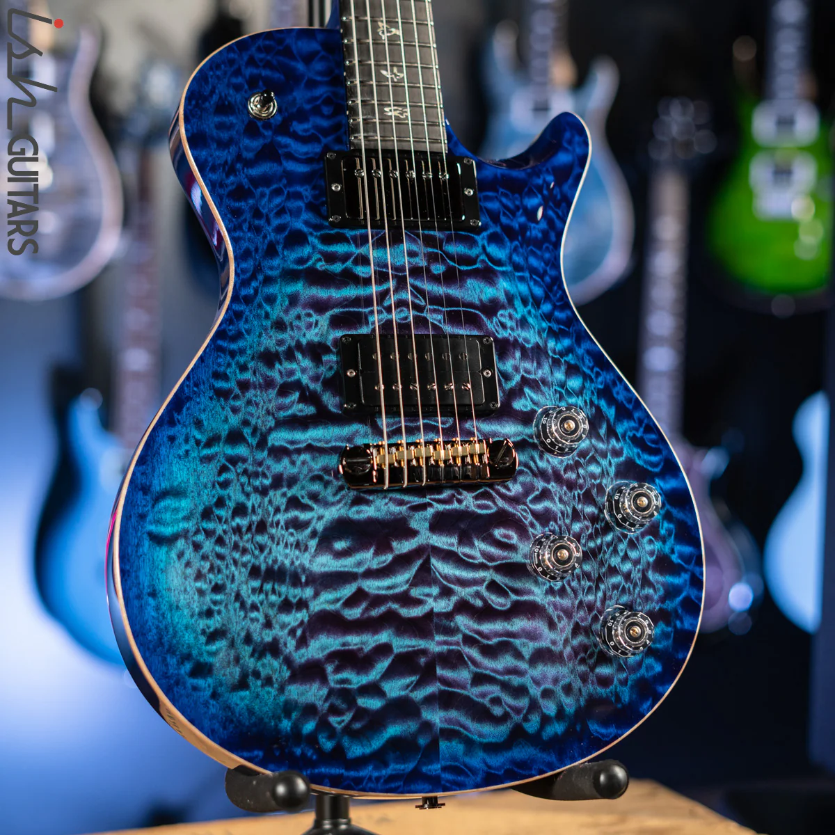 PRS Wood Library Tremonti Stoptail Violet Blue Burst 10 Top Quilt