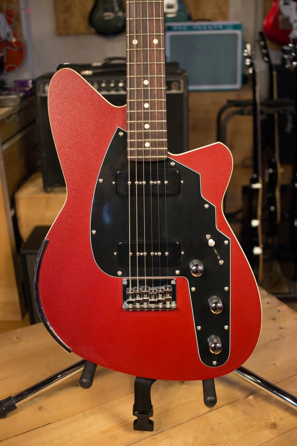 2000's USA Reverend Slingshot Advanced Guitar Blood Red Bass Contour RARE