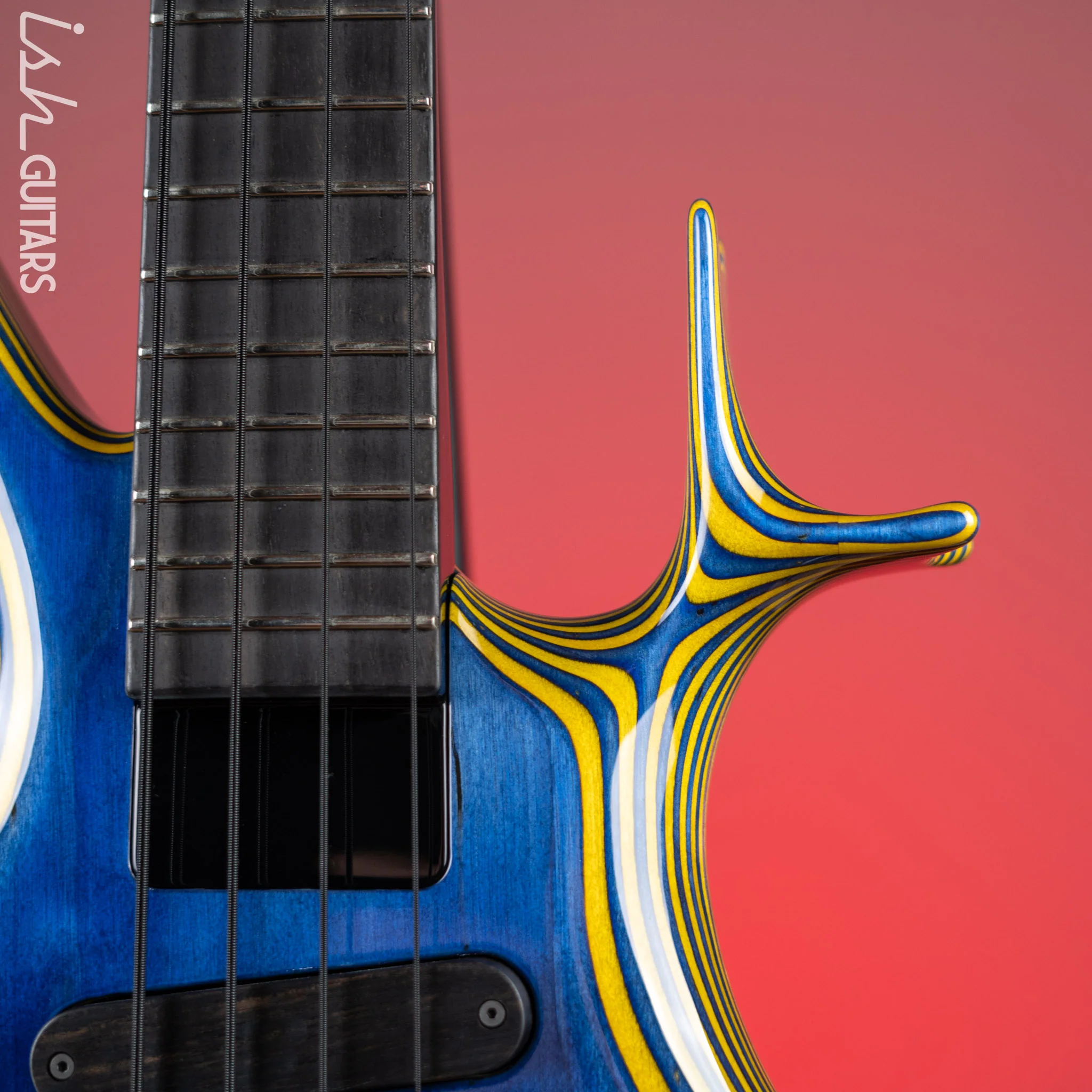 2020 Ritter Raptor 4 String Bass Guitar Blue Yellow High Density Ply - Image 4