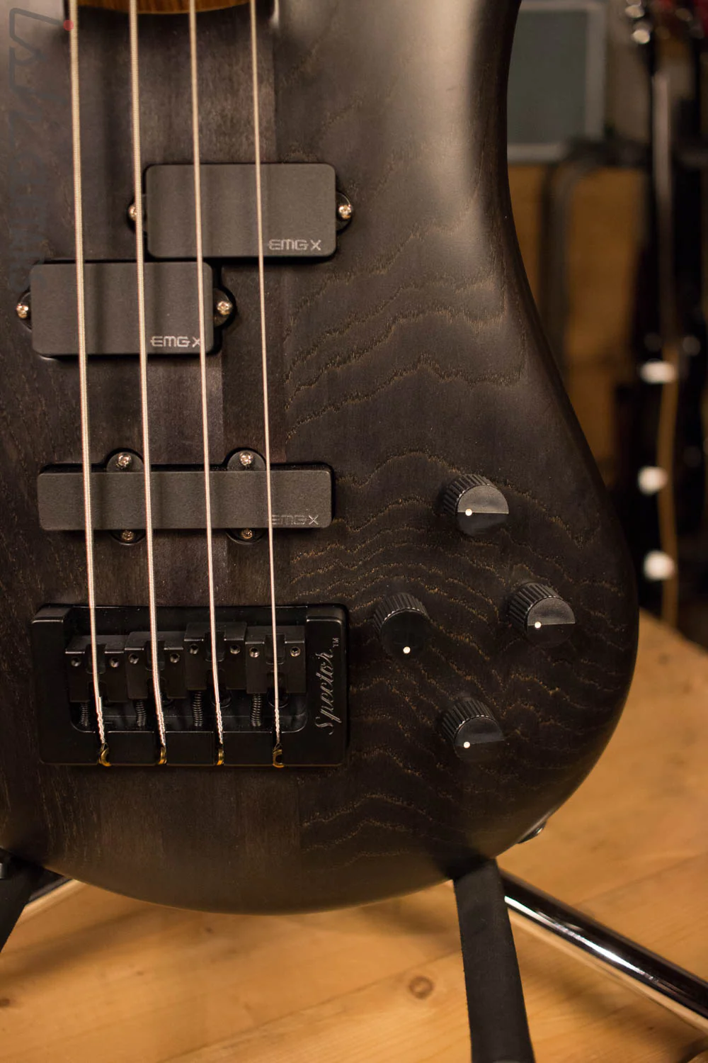 USA Spector Forte 4 Matte Black Swamp Ash Neck Through Bass Guitar - Image 4