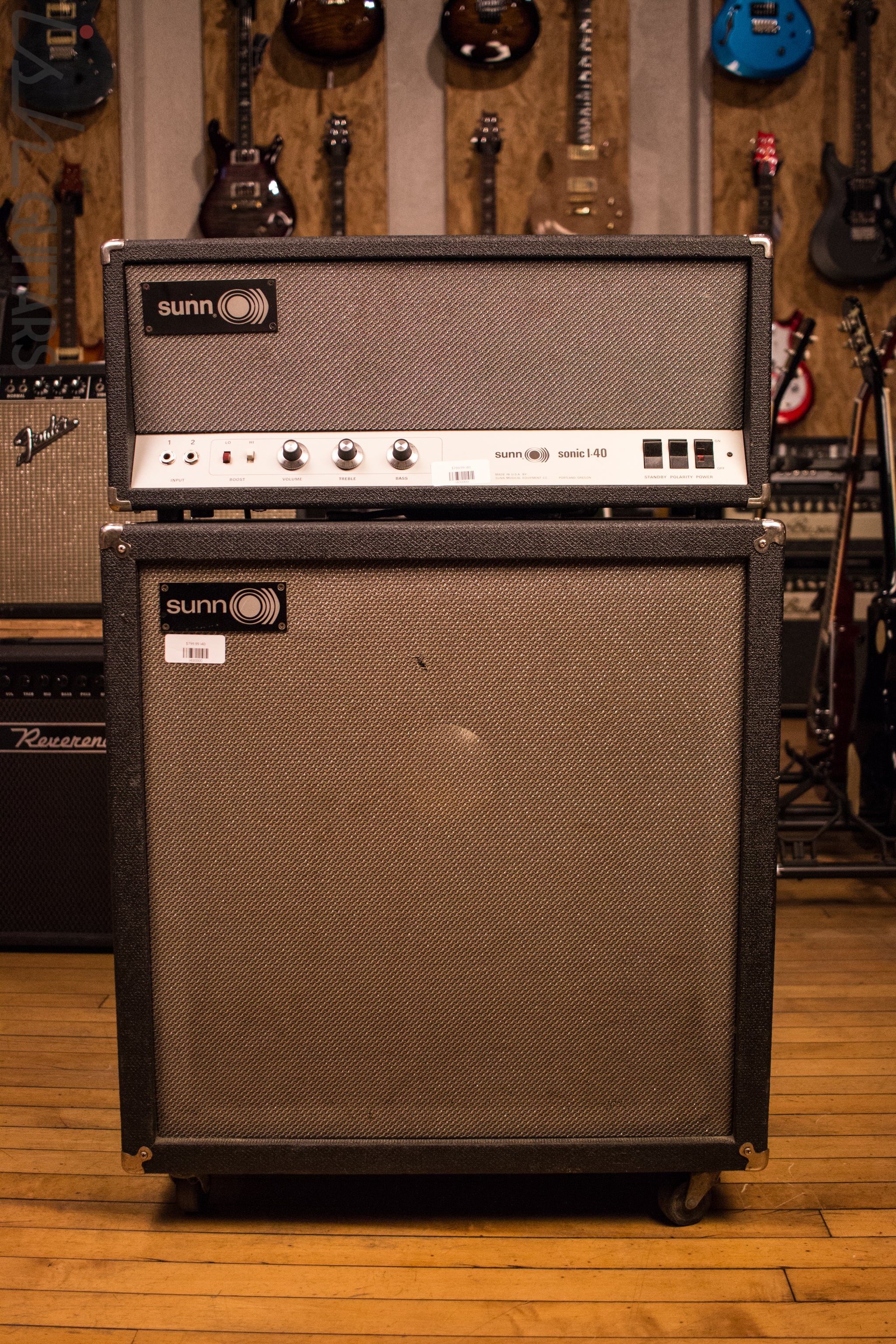 Sunn Sonic I-40 Guitar Bass Amp Head and Cabinet Stack JBL D140 Speaker