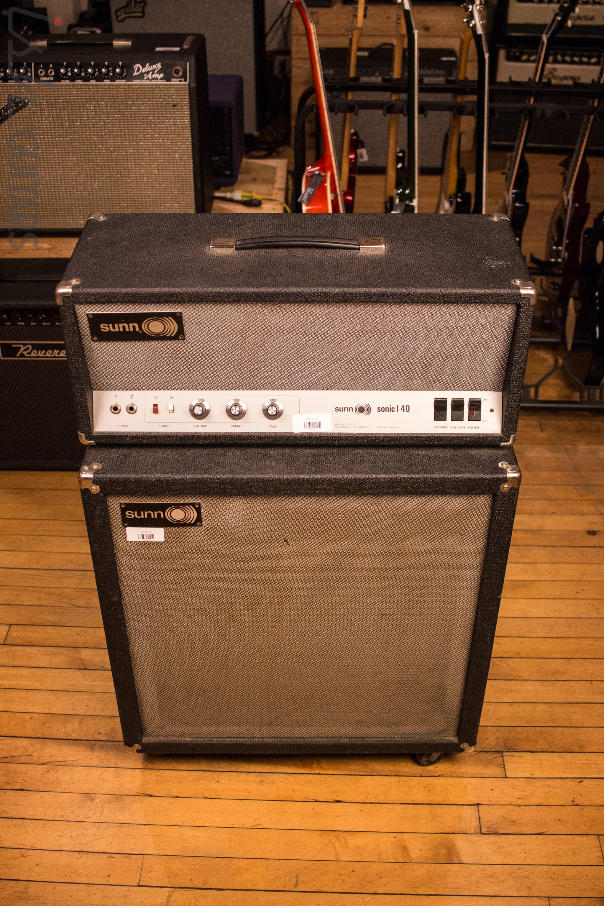 Sunn Sonic I-40 Guitar Bass Amp Head and Cabinet Stack JBL D140 Speaker - Image 2