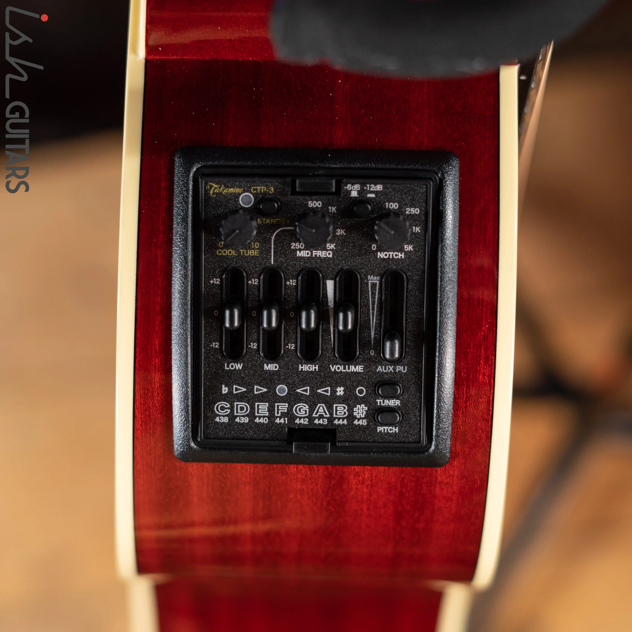 Takamine CP6SSDC Singlecut Dreadnought Gloss Cherry Sunburst Demo - Image 8