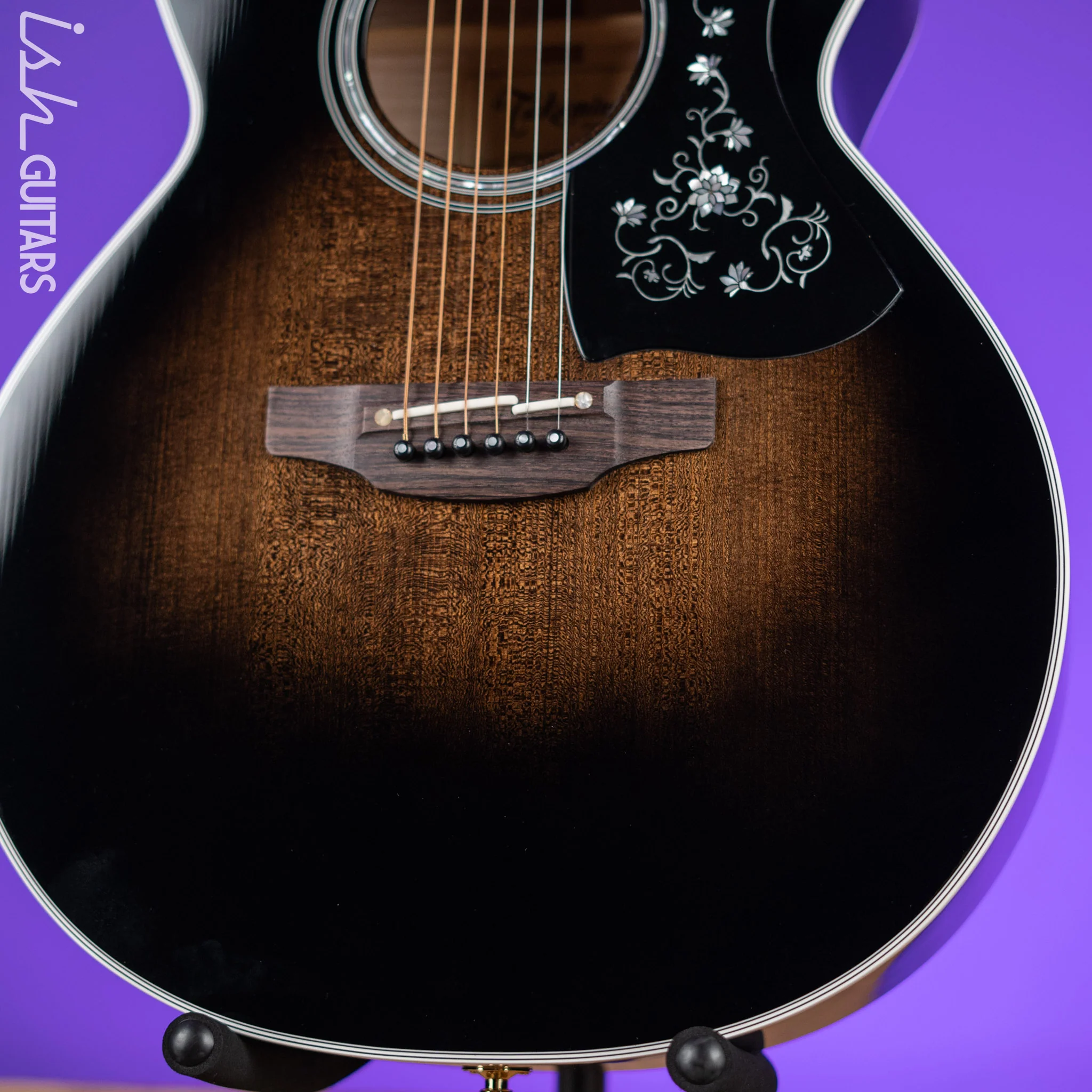 Takamine EF450C Acoustic-Electric Guitar Transparent Black Burst - Image 4