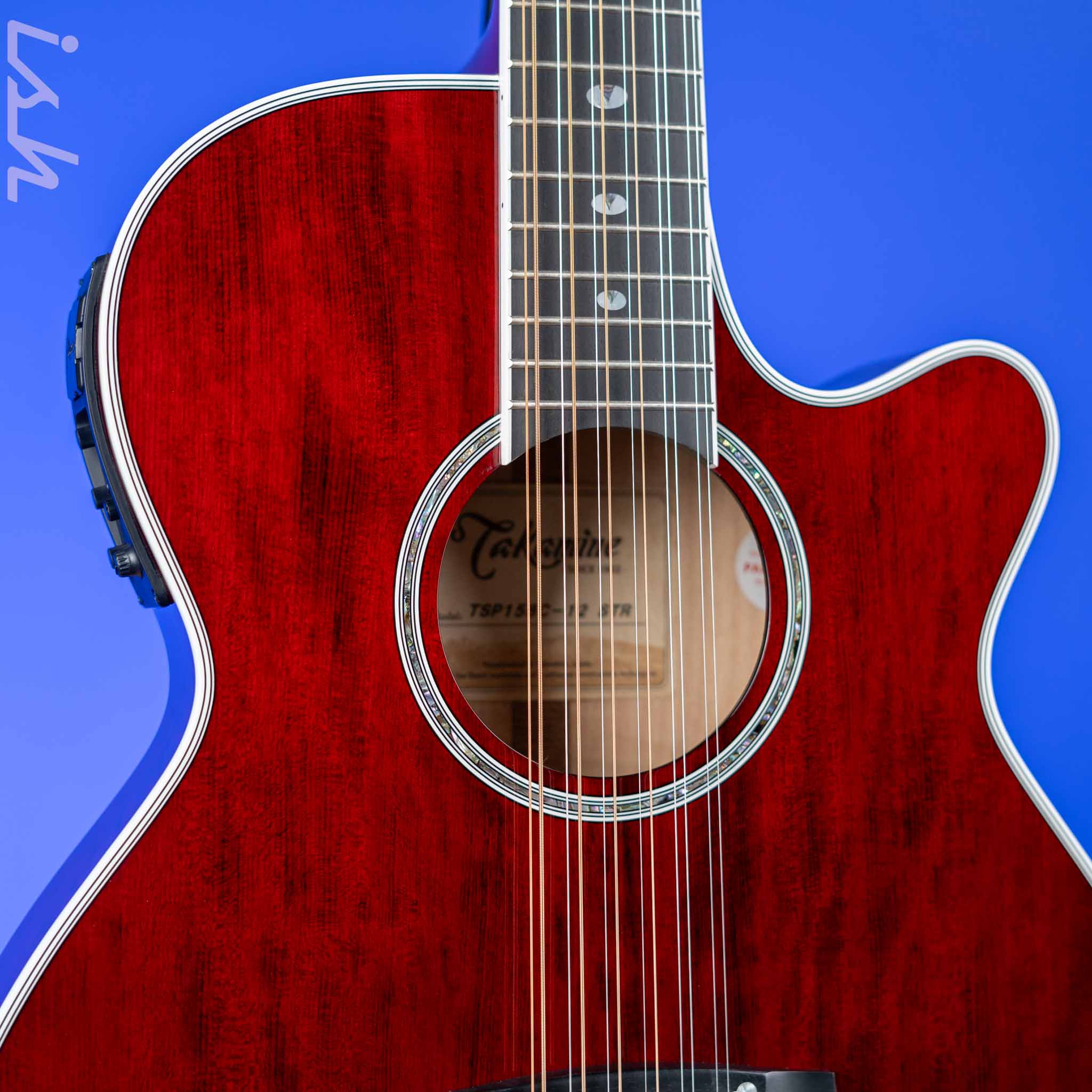 Takamine Thinline TSP158C-12 12-String Acoustic-Electric Guitar See-Through Red Demo - Image 3