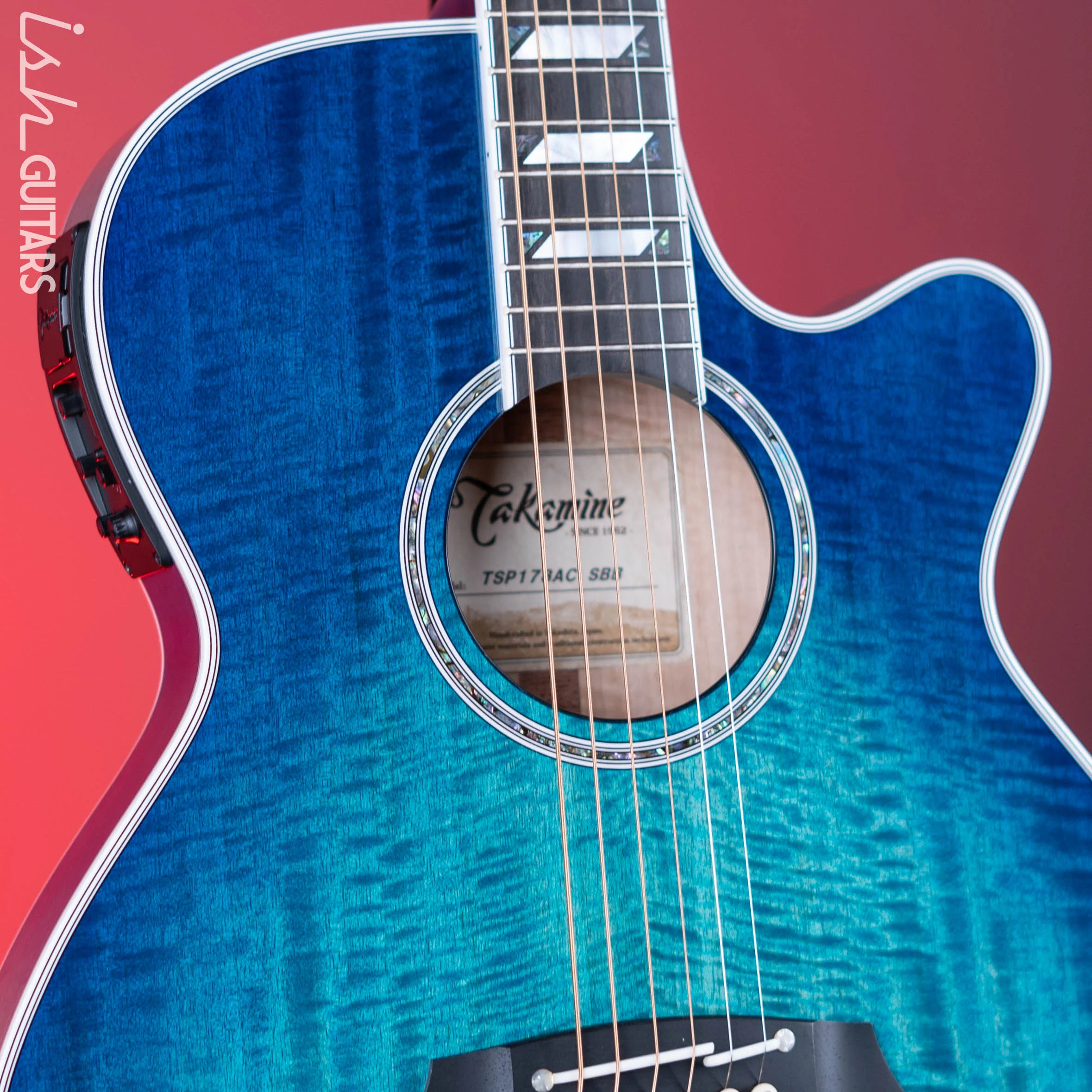 Takamine TSP178AC SBB Thinline Acoustic-Electric Guitar Gloss Blue Burst - Image 3