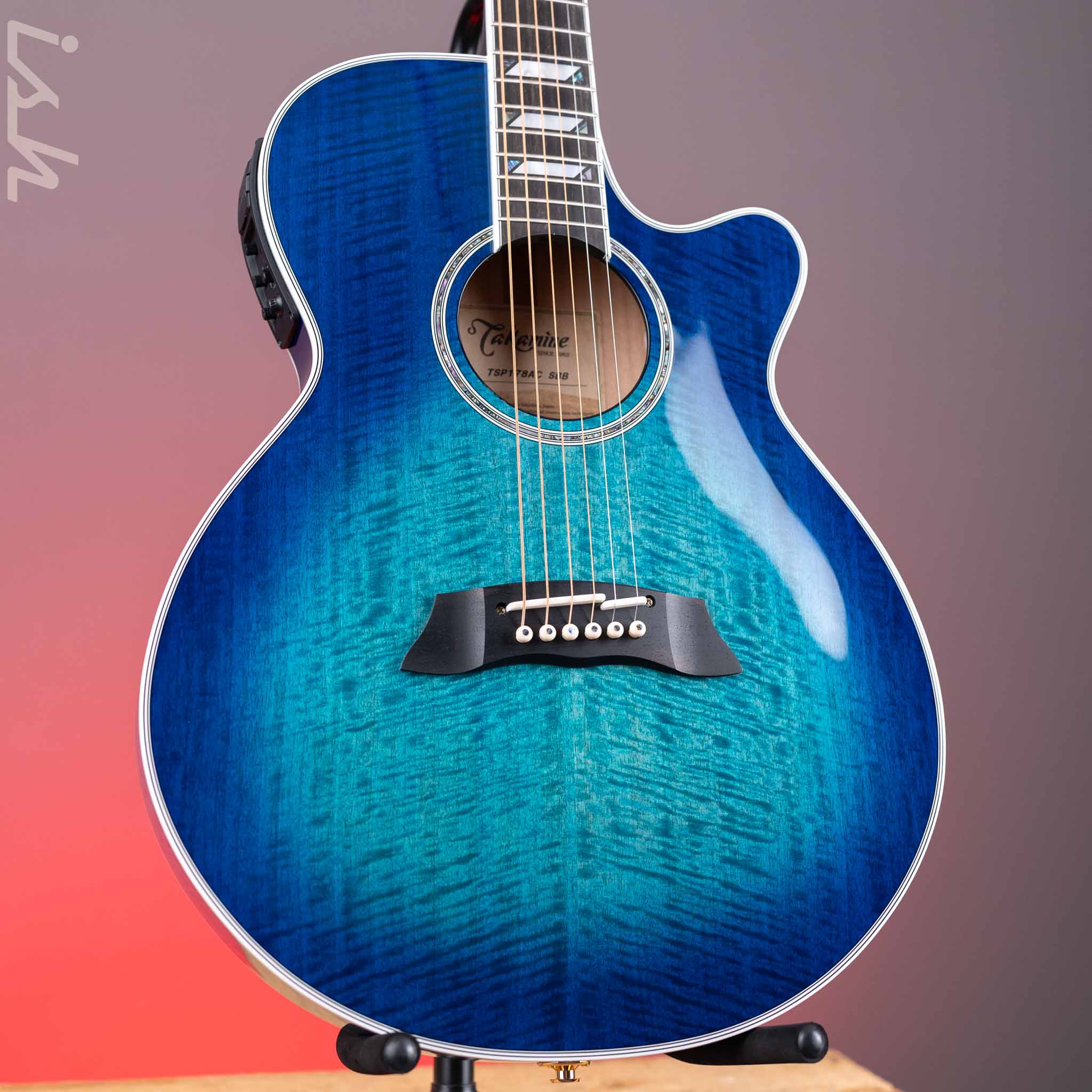 Takamine TSP178AC SBB Thinline Acoustic-Electric Guitar Gloss Blue Burst Demo